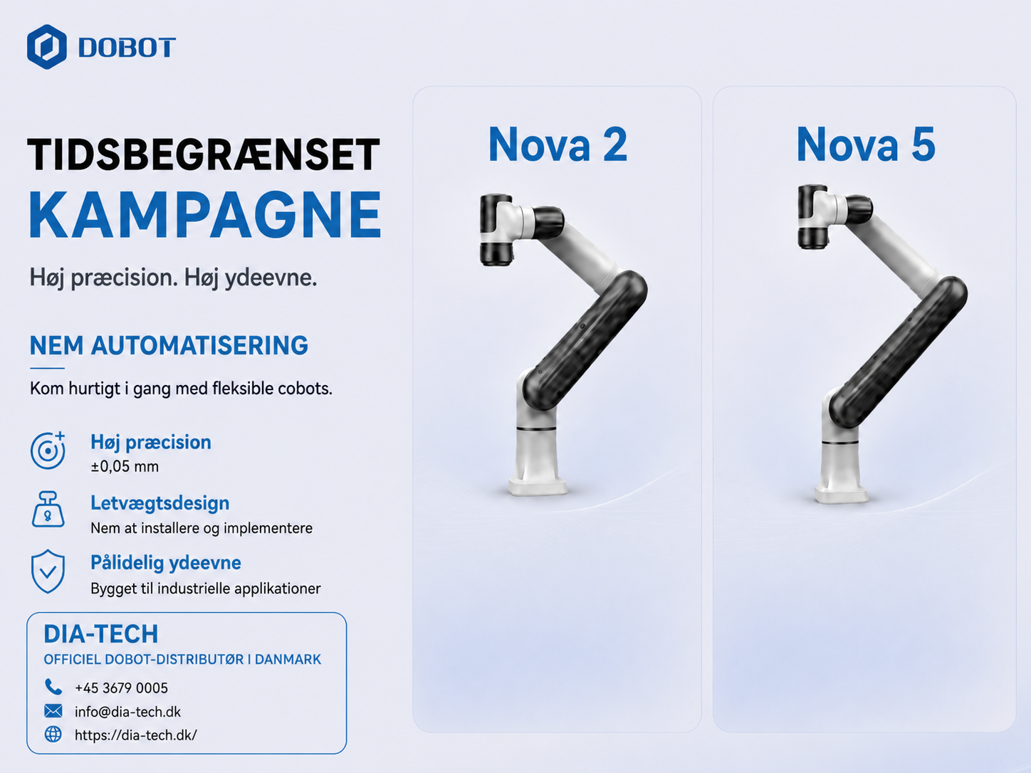Kom i gang med automation med Dobot Nova 2 og Nova 5